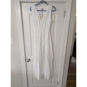 chinese dress ladies Verlaine White Linen Blend Maxi Dress - US 14